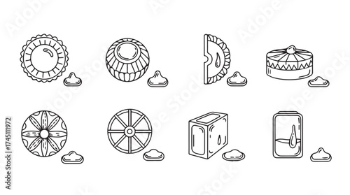 Hand drawn baking tools and ingredients collection for culinary projects vector