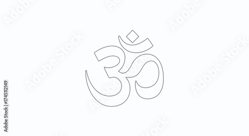 Elegant Om symbol in minimalist outline design perfect for spiritual, yoga, or meditation branding and decor projects