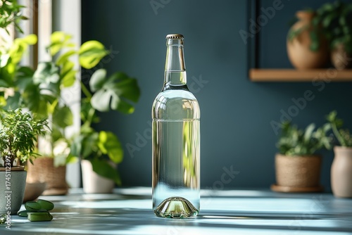 Wallpaper Mural Clear bottle filled with refreshing liquid illuminated by studio lighting in a calming environment Torontodigital.ca