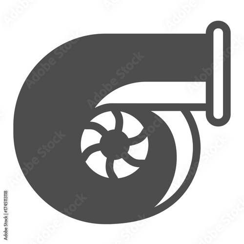 Car air blower with fan solid icon, car parts concept. Vector graphics. Turbine sign on white background, glyph style icon for mobile or web design.