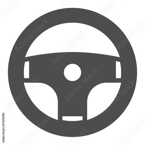 Car steering wheel solid icon, car parts concept. Vector graphics. Control sign on white background, glyph style icon for mobile or web design.