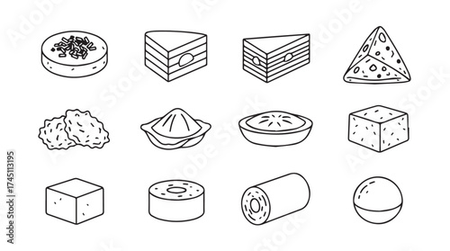 Collection of hand drawn desserts and pastries featuring cakes cookies and other sweet treats vector