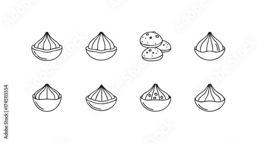Collection of hand drawn sweet treats featuring delicate icing and unique textures vector