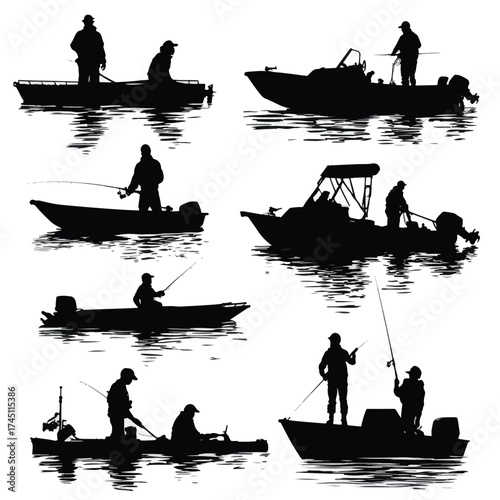 Collection of nautical activity silhouettes