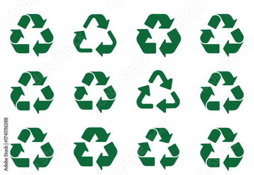 biodegradeable and recycle icon symbols set, vector illustration pack isolated on the white background
