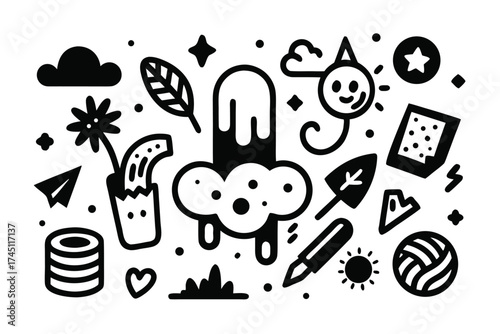 Doodle art with summer theme