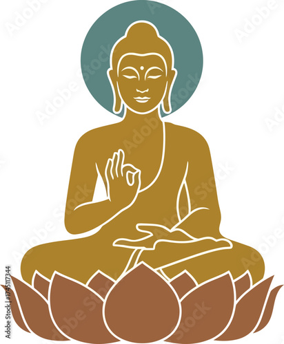 Zen Buddha Meditation on Lotus Flower Graphic