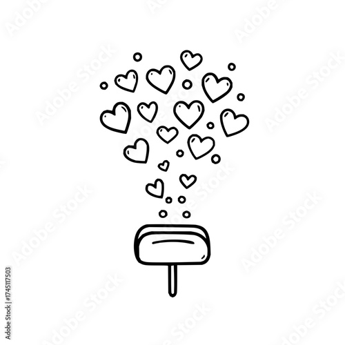 Vector art of hand drawn mailbox with hearts, love message concept