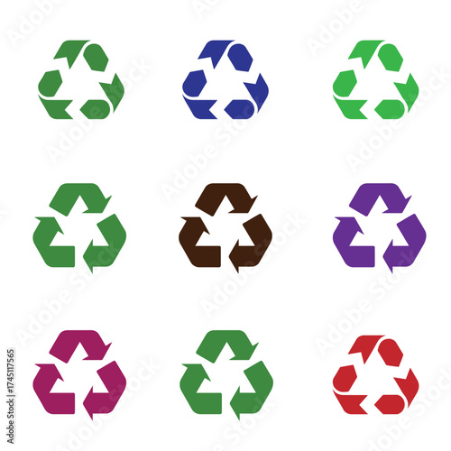 biodegradeable and recycle icon symbols set, vector illustration pack isolated on the white background