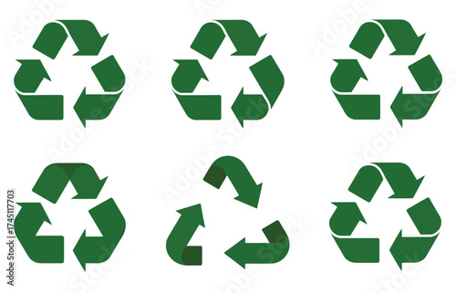 biodegradeable and recycle icon symbols set, vector illustration pack isolated on the white background
