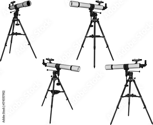 Vector sketch illustration of a modern telescope binocular design for observing distant objects to make them look clearer 