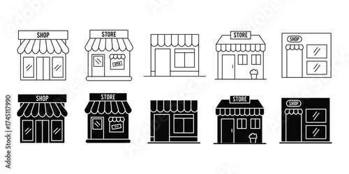 Shop icon . Simple Flat Market Icon Illustration Design, Silhouette Market Symbol . 