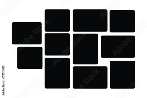 Photo frames. Blank photo collage .  Mosaic pattern for background and picture. Presentation and portfolio wall board  . eps 10 