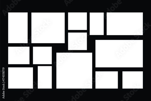 Photo collage set. Collage template frames.  Minimalist Geometric Collage Photo Frame Template. Abstract Black  . eps 10 