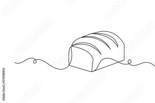 Bread continuous one line drawing minimalist style isolated outline vector illustration

