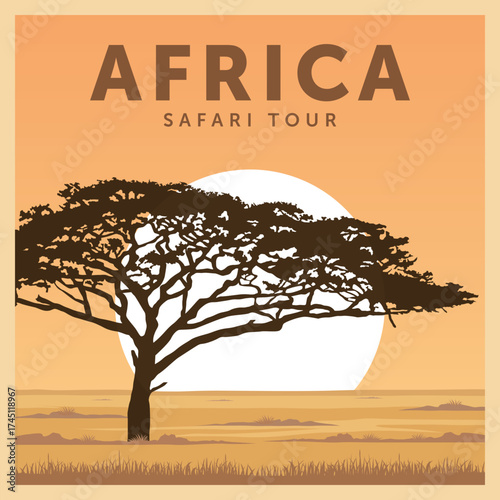 Vintage travel poster for an African safari adventure.