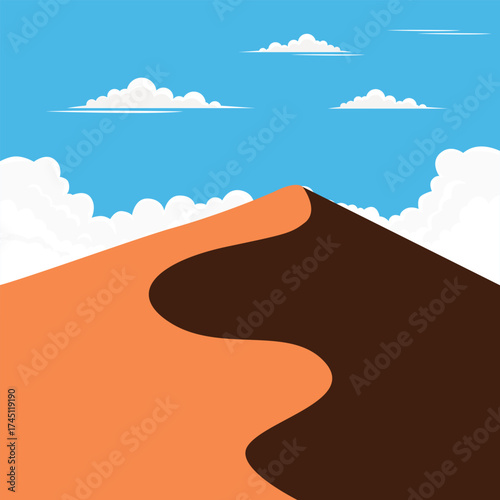 Vector Illustration of a Desert Landscape with Sand Dunes
