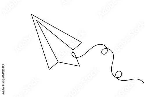 Creative paper plane continuous one line drawing minimalist flying origami vector illustration