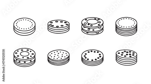 Collection of isometric poker chip stacks hand drawn artistic style graphics vector