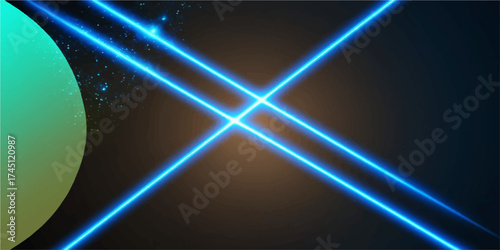Bright, abstract blue background with star motion and laser light rays in dark space creates a dynamic energy loop animation