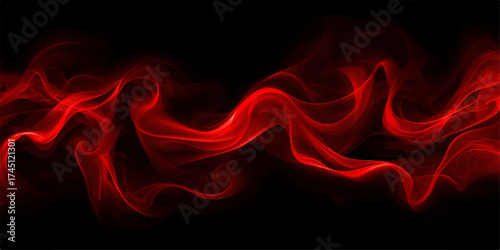 Abstract red smoke flowing on a dark background