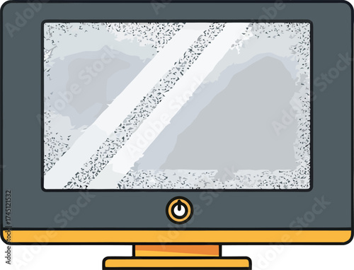 Old TV with Static Screen and Power Button