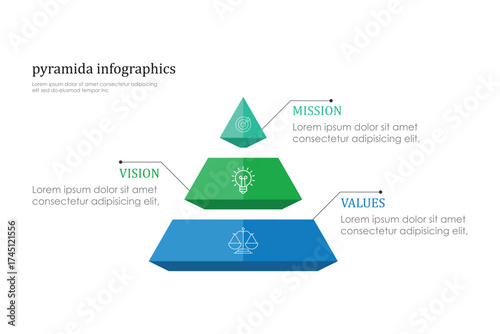 Business pyramid diagram infographic design 4 steps on white background
