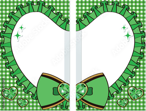 A cute idol, cheki, heart-shaped, polaroid camera, and a connecting love, green / 繋がるラブハートカップルチェキ 可愛い アイドルメイド宿題チェキ 緑