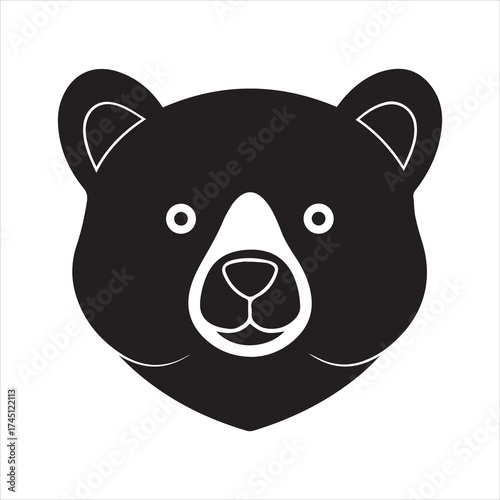 Stylized bear head illustration on transparent background silhouette