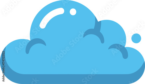 Cute Blue Cloud Icon - Vector Illustration