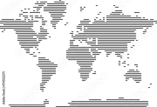 Horizontal line shape vector world map for business with a focus on worldwide connections and travel with line