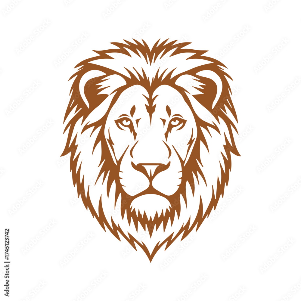 Obraz premium black and white lion head silhouette vector