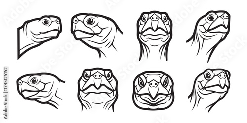 black and white silhouette art tutorize face logo design set
