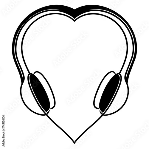 Love music with headphones that form a heart, a symbol of pure listening joy