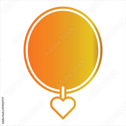 Golden Heart Locket Necklace Icon Isolated on White Background