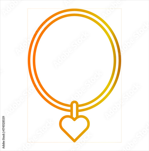 Golden Heart Locket Necklace Icon Isolated on White Background
