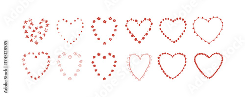 Red hearts on white background. Valentines day illustration.