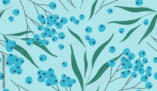 Cute blueberry fruits pattern background vector design