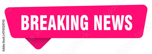 breaking news magenta sticker isolated on transpatent background. breaking news sign