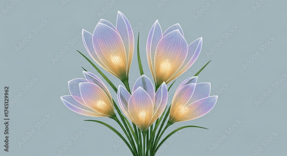 Fototapeta premium Enchanting Floral Bouquet with Glowing Crocus Blossoms