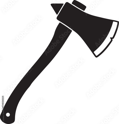 Camping Chopping Ax and Hatchet Tool Silhouette Vector Icon