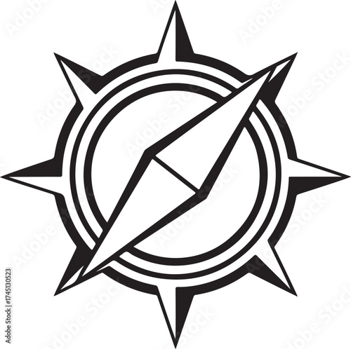 Geometric Compass Rose Navigation Star Icon Vector