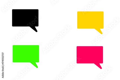 Colorful speech bubbles in yellow green and pink against a for communication design on transparent background