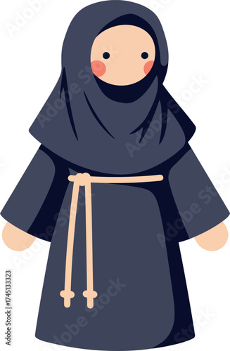 Cute Cartoon Monk Character