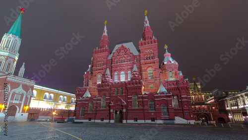 The State Historical Museum of Russia timelapse hyperlapse. Located between Red Square and Manege Square in Moscow