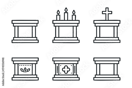 Decorative altars for various occasions and beliefs. Set of 6 black Christmas icons