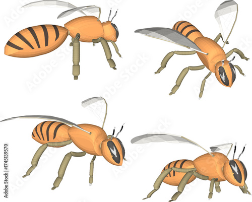 vector sketch illustration of animal design insect bee flying looking for food