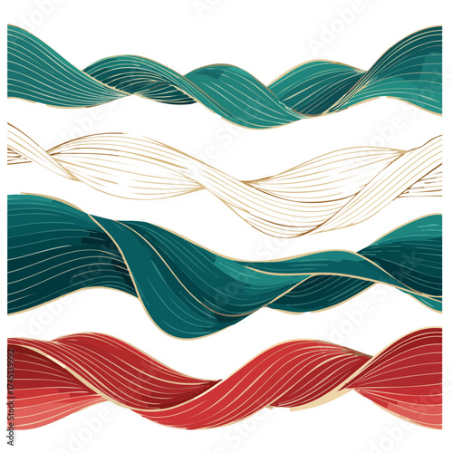 Vector Emerald Garland Line Set