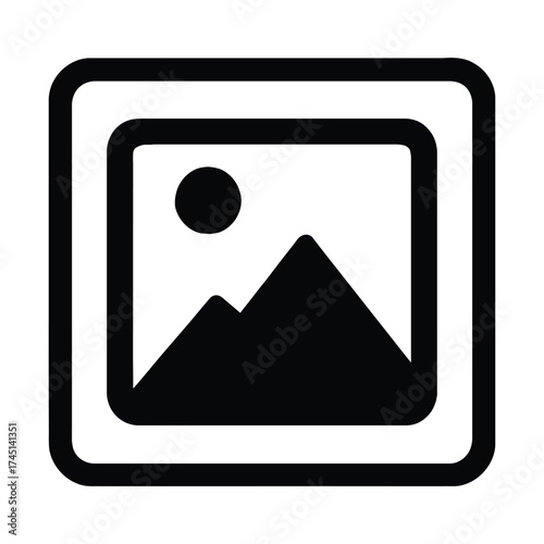 Scalable vector art of a simple landscape image icon for galleries and media platforms isolated on white background
