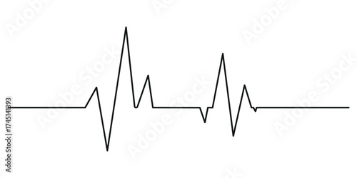 Continuous line representing a heartbeat outline vector art illustration, Heart beat one line. Continuous lines heart beats drawing. Vector hand drawn illustration